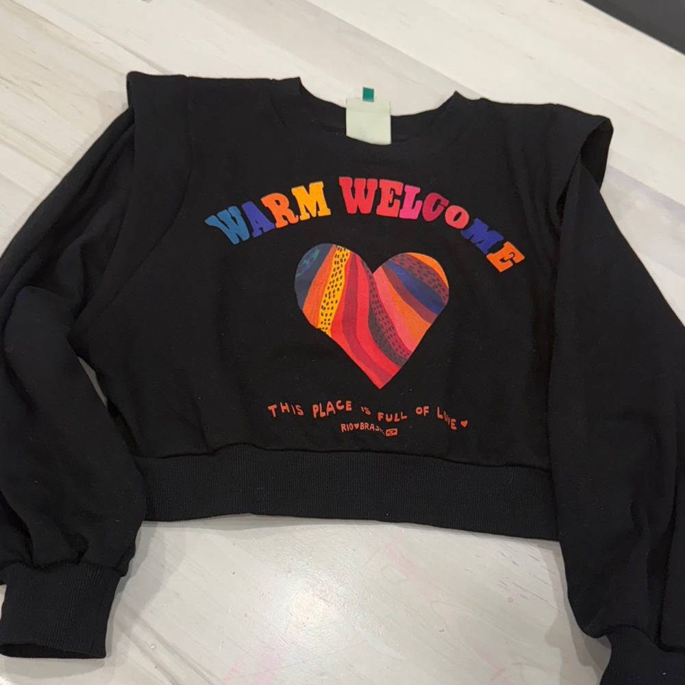 Cropped farm rio Black Graphic Women's sweater